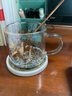 愛(ài)屋格林雙層玻璃杯流沙水杯子杯墊辦公室泡茶杯咖啡杯禮盒裝禮物隔熱防燙 懷表兔 曬單實(shí)拍圖