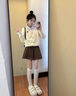鹿依檸jk制服連衣裙女2024秋冬新款女裝韓系甜美減齡學院風學生套裝裙子 杏色毛衣+咖色百褶裙 M 曬單實拍圖