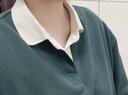 馬登女裝 美式復古翻領(lǐng)短袖學(xué)院風(fēng)寬松polo打底衫顯瘦情侶T恤 深綠色 XL 曬單實(shí)拍圖