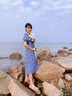 GARNUO碎花連衣裙女2025夏季新款法式茶歇裙子復(fù)古氣質(zhì)收腰顯瘦雪紡長裙 藍(lán)色 M【101-110斤】 曬單實(shí)拍圖