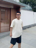 GXG男裝 雙色肌理面料寬松休閑圓領(lǐng)短袖T恤男士上衣 米白 M 曬單實(shí)拍圖