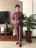 俞兆林（YUZHAOLIN）奶奶冬裝保暖內衣套裝女中老年人媽媽秋衣秋褲老太太加絨加厚秋冬 1112款深咖色 2XL (建議120-135斤) 曬單實(shí)拍圖