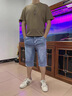 益帛牛仔短褲男士夏季薄款韓版潮流休閑百搭直筒中褲寬松七分褲子男 藍色 31【建議135-150斤】 曬單實(shí)拍圖