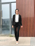 伊婭莎小西裝外套女通勤職業(yè)套裝英倫風(fēng)修身氣質(zhì)商務(wù)正裝白領(lǐng)面試工作服 單件黑色西裝 M 建議90-100斤 曬單實(shí)拍圖