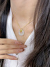 中國黃金（CHINA GOLD）玫瑰花黃金項鏈女平安扣足金鑲玉吊墜生日禮物送女朋友足金玫瑰花和田玉掛墜+S925鏈【紀念品】 曬單實(shí)拍圖