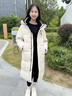 鴨鴨（YAYA）兒童羽絨服男女童中長(cháng)款2024冬季新款時(shí)尚連帽中大童加厚外套HY 米白色 150 /72 曬單實(shí)拍圖