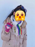 G.DUCKKIDS小黃鴨兒童圍巾3-8歲女童秋冬韓版針織學(xué)生仿羊絨加厚保暖圍脖洋 兒童圍巾-彩虹米白 曬單實(shí)拍圖