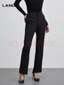 藍地（LANDI）高腰顯瘦垂感微喇修身長(cháng)褲年秋季新款窄版闊腿褲 黑色 L 曬單實(shí)拍圖