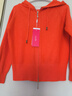 紅蜻蜓連帽衛衣女拉鏈外套春秋新款女裝外穿開(kāi)衫女毛針織外搭長(cháng)袖 桔紅色 均碼 （適合80-140斤） 曬單實(shí)拍圖