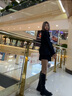 卓詩尼加絨長筒靴女2025年秋冬新款美拉德拼接顯瘦不過膝單靴高筒騎士靴 黑色-絨里 37 曬單實拍圖