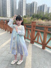 奧蒙威女童漢服裙兒童古裝連衣裙小女孩超仙唐裝襦裙古風(fēng)演出服MR-01 藍帶 150 曬單實(shí)拍圖