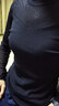 羅蒙（ROMON)長袖黑色t恤女春秋新款裝薄款蕾絲修身型打底衫女內(nèi)搭網(wǎng)紗緊身圓領(lǐng)小衫上衣 黑色 L 100-110斤 曬單實拍圖