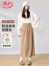 浪莎燈芯絨半身裙女秋冬2024中長(cháng)款高腰后開(kāi)叉復古高級感a字加絨裙子 曬單實(shí)拍圖