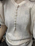 AEMAPE2025夏季新款淑女氣質(zhì)女式上衣V領(lǐng)休閑時(shí)尚顯瘦顯白短袖針織T恤女 米白色 L (105-115斤拍) 曬單實(shí)拍圖