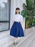 小豬彼特女童半身牛仔裙2025新款春秋女大童高腰春裝裙子中長(cháng)款兒童a字裙 4358藍色 150 cm 曬單實(shí)拍圖