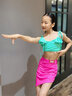 企魅(QVEI)拉丁舞服女童夏季新款高級舞蹈專(zhuān)業(yè)演出比賽表演練功服套裝 青瓷色（套裝） 180cm 曬單實(shí)拍圖