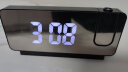 艾瑞曼 现代简约投影闹钟LED大屏电子时钟USB插电数字卧室床头夜光钟表 黑色2282-镜像投影插电款 实拍图