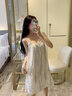 韓姿朵（Hanziduo）雙層紗布棉紗情侶睡衣女純棉吊帶睡裙夏季嬰兒紗綿綢男全棉家居服 3261女 XL 曬單實(shí)拍圖
