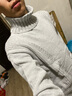 尡韻國(guó)潮高領(lǐng)毛衣男韓國(guó)秋冬款長(zhǎng)領(lǐng)復(fù)古寬松內(nèi)搭打底衫帥氣粗毛線針織 灰色 M 曬單實(shí)拍圖