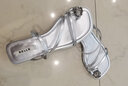百麗（Belle）夾腳拖女商場(chǎng)同款細條帶花朵拖鞋BYV30BT4 銀色 38 (240mm) 曬單實(shí)拍圖