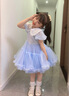 常春藤常春藤兒童裝女童2024夏季新款  亮片輕盈網(wǎng)紗連衣裙蓬蓬裙tutu裙 水藍色 120cm 曬單實(shí)拍圖