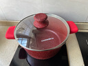 cookerbene湯鍋不粘鍋麥飯石砂鍋燉鍋家用電磁爐燃?xì)庠钔ㄓ秒p耳石鍋煲湯專(zhuān)用 經(jīng)典湯鍋-紅色 26cm 曬單實(shí)拍圖