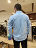 末真純棉襯衫男百搭舒適休閑上衣外套小清新男裝衣服春秋季長(cháng)袖襯衣男 藍色 L 曬單實(shí)拍圖