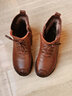 啄木鳥(niǎo)牛筋防滑軟底媽媽棉鞋百搭平跟厚底手工復古真皮冬季加絨短靴女靴 棕色《腳肥寬買(mǎi)大一碼》 36 曬單實(shí)拍圖