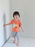 七樂(lè )豆嬰兒夏季薄款分體套裝夏天寶寶短袖短褲外出男童兒童冰絲夏裝衣服 橙色 90 cm 曬單實(shí)拍圖