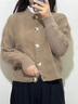Jret2025新款春秋小香風(fēng)針織衫女韓版寬松bf慵懶風(fēng)毛衣短款開衫外套女 咖色 M (建議100-110斤) 曬單實(shí)拍圖