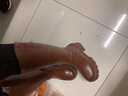 縈妃公主（YINGFEIPRINCESS）品牌騎士靴女粗跟秋季新款長靴高筒馬丁靴長筒靴小個子后拉鏈靴 棕色加絨 36 曬單實拍圖