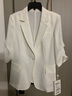 朗姿【尖貨補單】法式修身商務(wù)通勤設計感七分袖夏季新款女士西裝外套 白色 S 155/76A 曬單實(shí)拍圖