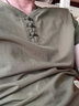 啄木鳥短袖t恤男夏季中國風男士棉麻v領半袖潮體恤上衣服男裝夏裝 墨綠色 3XL 曬單實拍圖