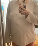 Mom Jane哺乳上衣t恤秋衣孕婦裝秋冬款棉吸汗外出產(chǎn)后喂奶月子服家居服 卡其色-100%棉-220g春秋略厚款 XXL 曬單實(shí)拍圖