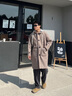 Shelley Jones 中長(cháng)款連帽毛呢大衣男秋冬韓版潮牌ins高級感外套寬松青少年風(fēng)衣 F607 灰色 XL [建議125-145斤] 曬單實(shí)拍圖