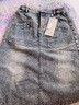 善己2020秋冬新款復古中長(cháng)款高腰顯瘦BF風(fēng)減齡開(kāi)叉牛仔半身裙女 復古藍 M【現貨發(fā)售】 曬單實(shí)拍圖