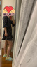 bebe春夏系列女士短款V領(lǐng)荷葉邊收腰印花中袖連衣裙250029 花黑 S 曬單實(shí)拍圖