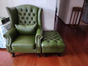 歐詩(shī)雅沐 美式牛皮老虎椅北歐客廳單人沙發(fā)陽(yáng)臺懶人高背休閑椅歐式沙發(fā)椅 墨綠色【老虎椅+腳踏】 曬單實(shí)拍圖