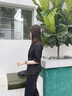 皮爾卡丹（pierre cardin）薄款小西裝外套女2025夏季新款小個(gè)子休閑修身顯瘦短袖西服上衣 黑色 S 【80-98斤穿】 曬單實(shí)拍圖