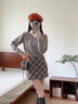 舒芳蝶（shufangdie）連衣裙女裝2026秋冬季假兩件學(xué)院風(fēng)軟糯襯衫針織衫格紋短裙兩件套 上衣+短裙【兩件套】 M 曬單實(shí)拍圖