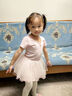 艾舞戈兒童舞蹈服女童芭蕾舞練功裙跳舞軟紗裙蓬蓬裙幼兒中國舞連體服 粉色-長(cháng)袖 120 碼（高105-110cm重30-38斤） 曬單實(shí)拍圖