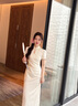 DPLAY2025年夏季新款白色連衣裙女長(zhǎng)款新中式國(guó)風(fēng)改良旗袍顯瘦禮服裙子 白玉鈴蘭 L 曬單實(shí)拍圖