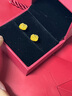 夢(mèng)金園 七夕禮物黃金耳飾足金方糖拉絲爆閃直針耳釘送女友生日禮物 曬單實(shí)拍圖