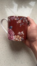 瑪戈隆特 骨瓷水杯杯子馬克杯早餐杯牛奶杯情侶杯茶杯 家用辦公送禮禮盒禮品包裝盛世牡丹送朋友家用送禮物 朱紅色 曬單實拍圖