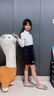 IVY HOUSE常春藤兒童裝女童半身裙2023秋新款  拼色格子流暢修身短裙學(xué)院風(fēng) 深藍色 130cm(130/56) 曬單實(shí)拍圖