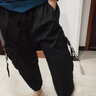 【胖子超大碼80-240斤男裝】飄帶工裝休閑褲長(cháng)褲子男潮牌胖加肥加大碼寬松束腳秋季街頭嘻哈倫 黑色 4XL 180~205斤可穿 曬單實(shí)拍圖