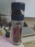 水莫停水莫停茶水分離杯透明雙層玻璃杯泡茶杯子男女士過(guò)濾便攜水杯 睿智藍(lán) 350ml 1只 曬單實(shí)拍圖