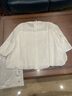 歐貝汐襯衫女七分袖白色蕾絲春夏春秋冬季新款碎花鏤空雪紡衫上衣 白色 XL 曬單實(shí)拍圖