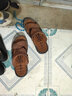 老人頭涼鞋男夏季涼拖露趾頭層牛皮真皮按摩軟底男士沙灘鞋特大碼46碼 曬單實(shí)拍圖