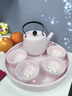 一品仟堂粉色功夫茶具套裝小套陶瓷手工提梁壺干泡茶具茶盤(pán)茶杯 捏花蘭提梁壺+禪花杯+干泡盤(pán) 1件 曬單實(shí)拍圖
